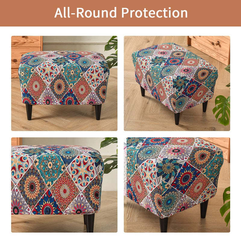 Eco-Ancheng Stretch Ottoman Cover Rectangular Storage Ottoman Slipcover Footrest Stool Covers Ottoman Slipcovers for Foot Stool with Nonslip Elastic Bottom (13,Large) - Image 3