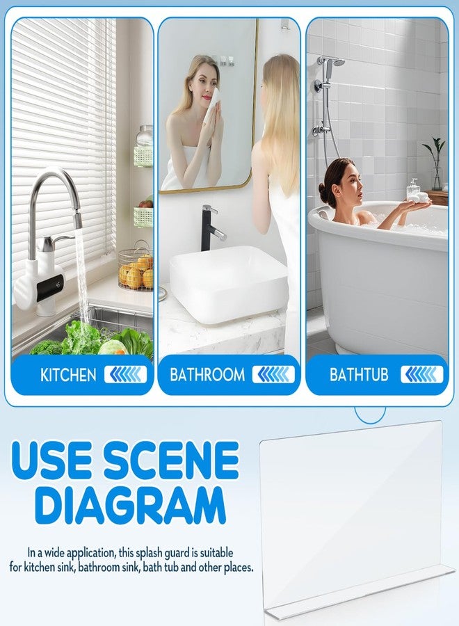 PRETYZOOM Acrylic Sink Water Splash Guard, 15.7x8 Inches Sink Splash Guards Splatter Panel, Kitchen Protective Splatter Barrier, Universal Fit - Image 2