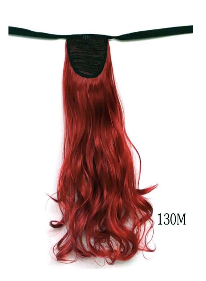 iLUU Synthetic Curly Tie Up Ponytail Hair Extension Hairpiece Pony Tail Clip in Hair Extensions 90g 20" #130M Red Wavy Ponytails Hairpiece Wig for Women Girls Ladies - Image 5