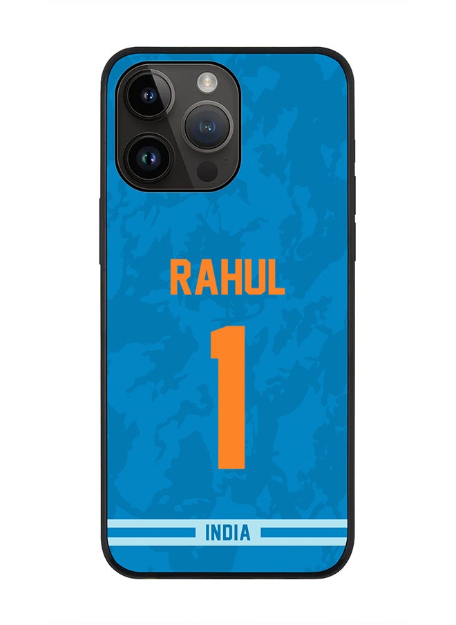 Stylizedd Rugged Black Edge Case iPhone 14 Pro Max, Slim fit Soft Case Flexible Rubber Edges Thin Cover - Player Name - KL Rahul, Jersey Number- 1  - Image 1
