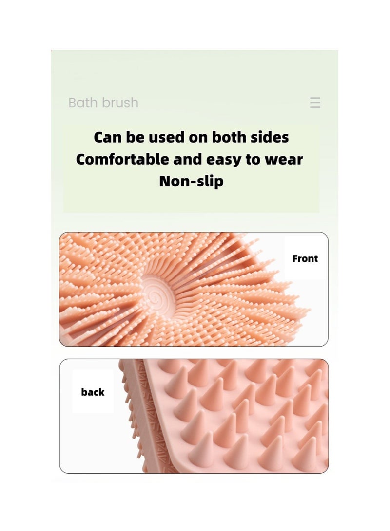 Silicone Body Scrubber Women, Dual-Sided Design Exfoliating Body Brush Buffer Scrubber and Scalp Massager, Shower Scrubber for Body, Silicone Loofah, Ergonomic No-Slip, Easy to Clean Clean(Pink) - Image 2