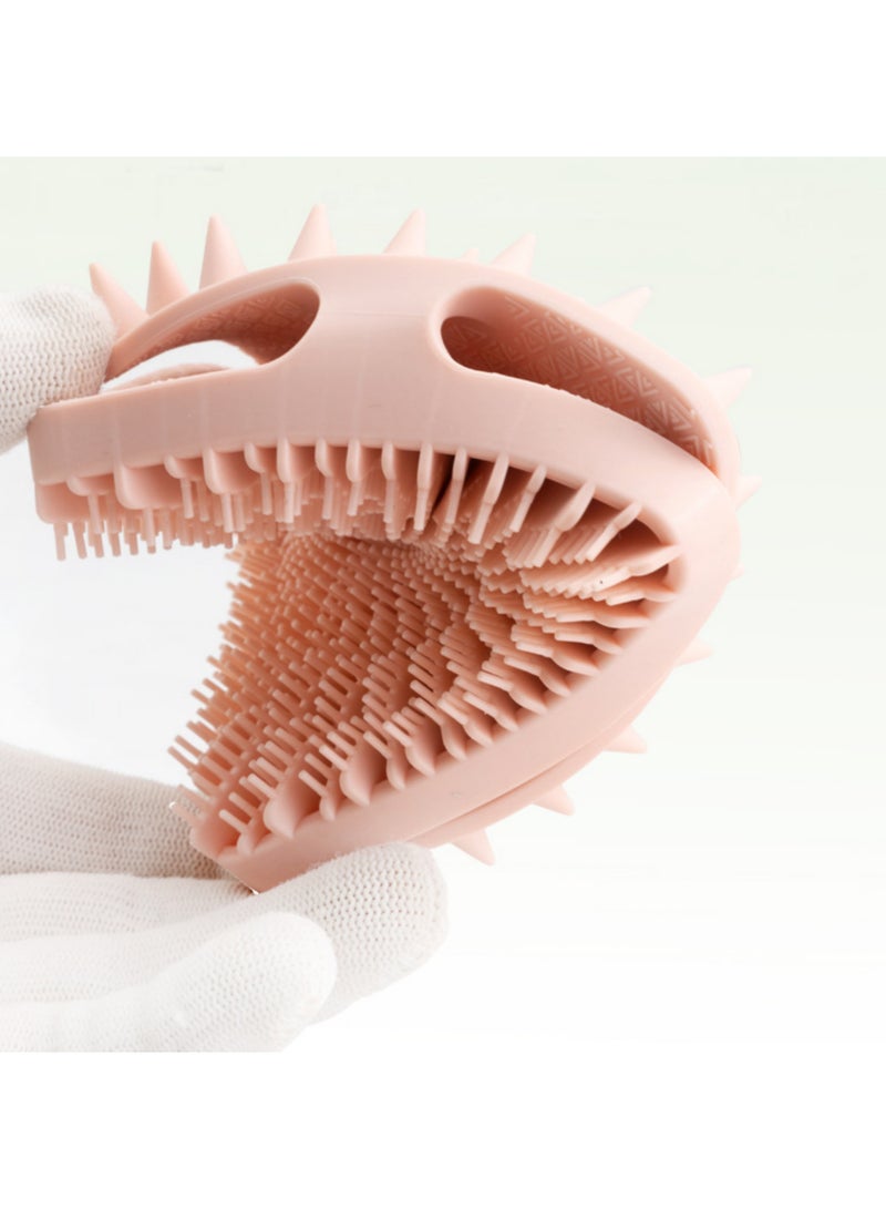 Silicone Body Scrubber Women, Dual-Sided Design Exfoliating Body Brush Buffer Scrubber and Scalp Massager, Shower Scrubber for Body, Silicone Loofah, Ergonomic No-Slip, Easy to Clean Clean(Pink) - Image 3