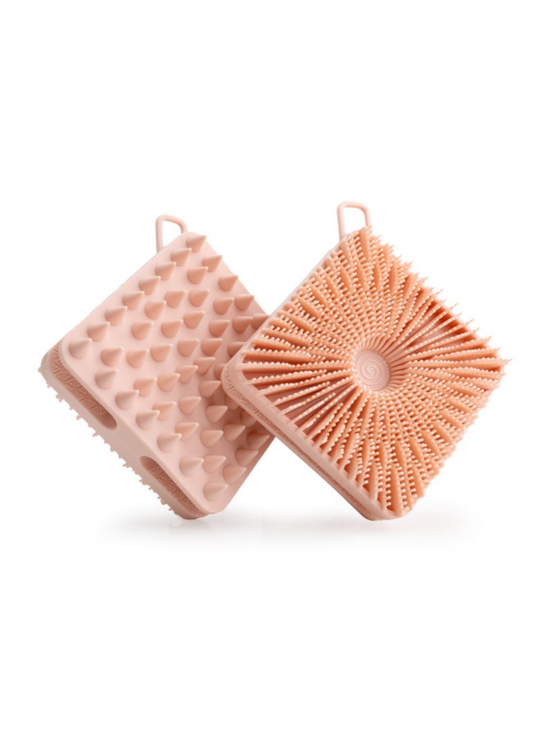 Silicone Body Scrubber Women, Dual-Sided Design Exfoliating Body Brush Buffer Scrubber and Scalp Massager, Shower Scrubber for Body, Silicone Loofah, Ergonomic No-Slip, Easy to Clean Clean(Pink) - Image 1
