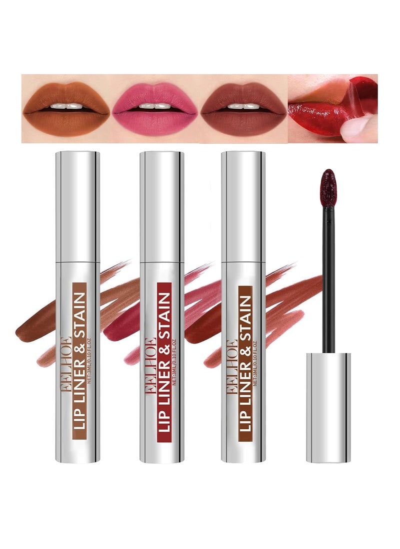 Mrettick - 3PCS Lip LinerPeel Off Lip Liner Tattoo Peel Off Lip Stain Long Lasting Lip Stain Peel Off Infused with Hyaluronic Acid  Vitamin E Makeup Gift for Women - Image 1