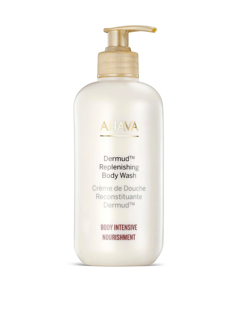 AHAVA Dermud Replenishing Body Wash - Lotion body-wash cleanser for dry & sensitive skin, cleanses & purifies, respects the skin barrier, with Dead Sea Osmoter & Mud, Aloe Vera & Calendula, 13.5 Fl.Oz - Image 1