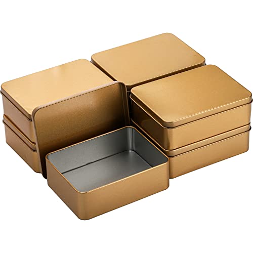 Peohud صناديق معدنية مستطيلة من بيهود 16 عبوة مع أغطية، علب hinged فارغة، منظم تخزين معدني للحلويات، المكافآت، الهدايا، المفضلات والحرف اليدوية - Image 3