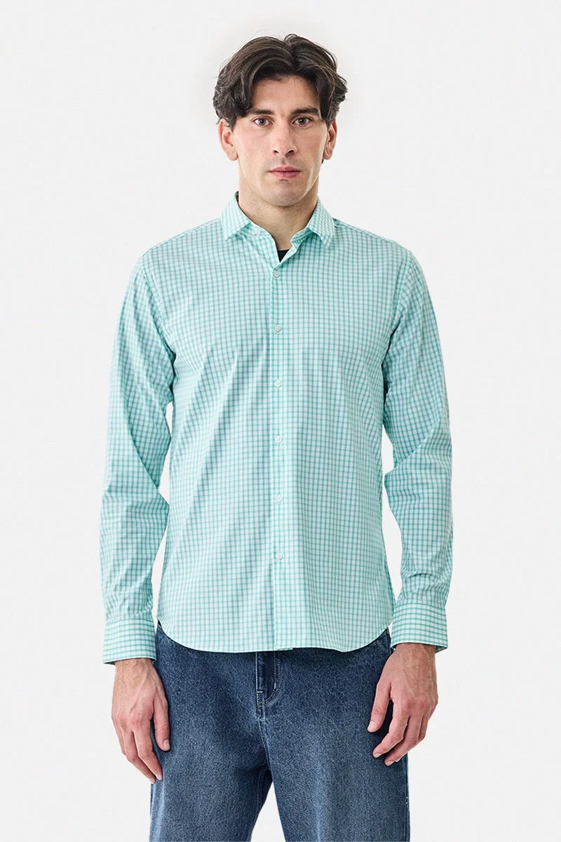 سنيتش قميص ضيق كاروهات مطاطي