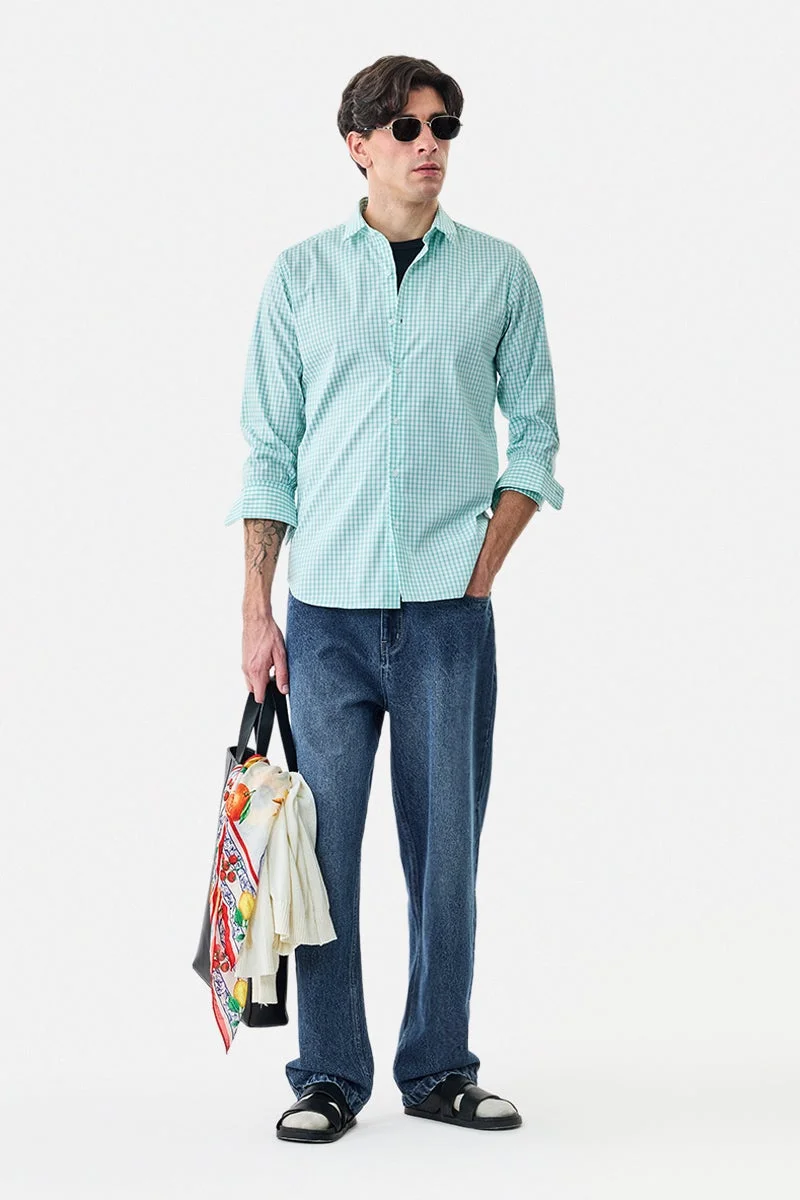 سنيتش قميص ضيق كاروهات مطاطي