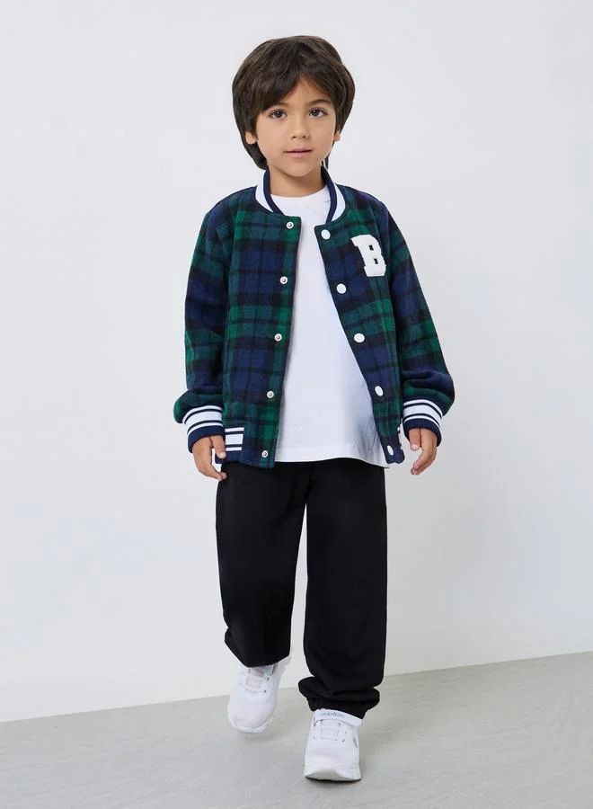 Styli Boys Plaid Varsity Jacket