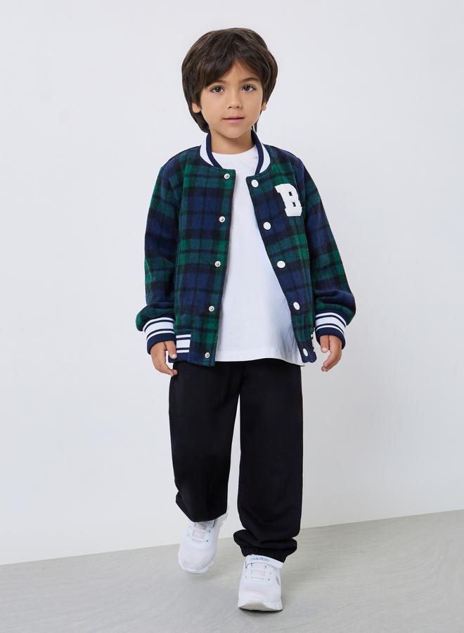 Styli Boys Plaid Varsity Jacket - Image 2