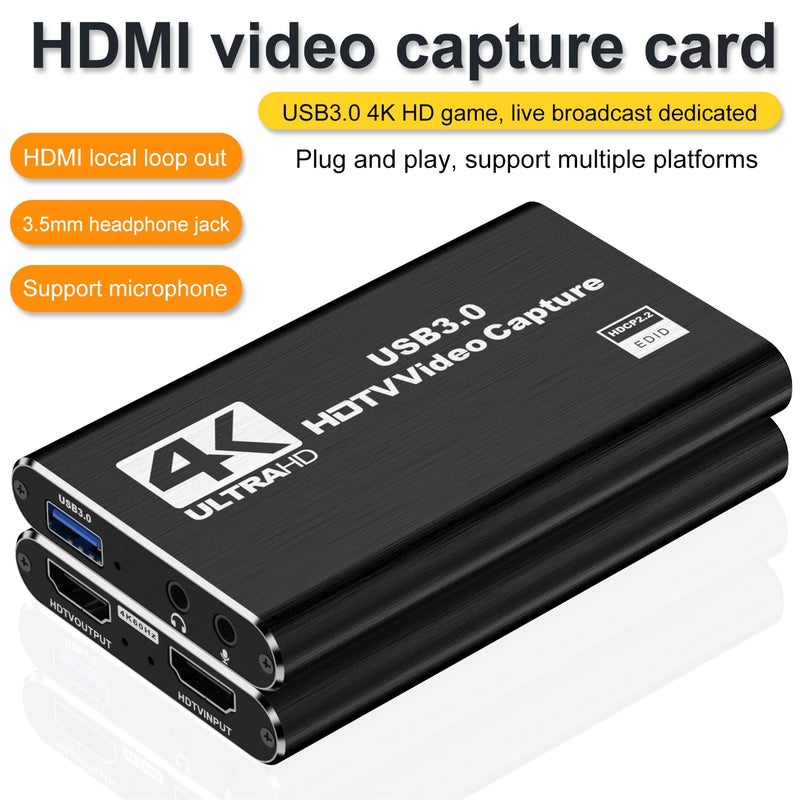 dobestyou 4K Capture Card for Streaming, Recording & Gaming â€“ HDMI Video Capture Device with USB 3.0, 1080p 60fps, Zero Latency for PS5, Xbox, Switch, OBS, PC, Mac â€“ Plug & Play, No Driver Needed - Image 3