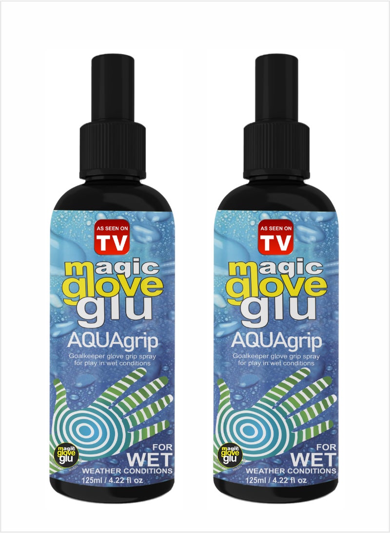AS SEEN ON TV Magic gloveglu AQUAgrip Goalkeeper Glove Spray - Perfect for Goalkeeping Gloves in Wet Conditions 125ml Pack Of 2 