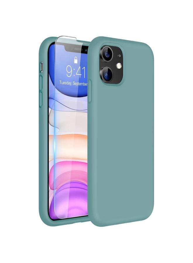 Miracase Designed for iPhone 11 Phone Case, with Screen Protector, Liquid Silicone Gel Rubber Full Body Drop Protection Shockproof Cover Phone Case for iPhone 11 6.1 inch, Midnight Green - Image 1