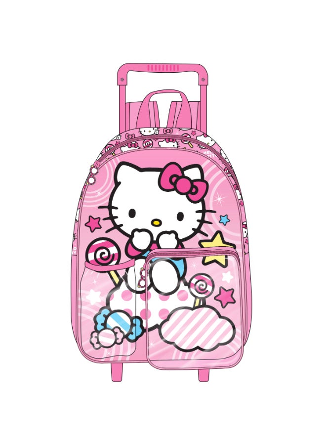 Sanrio Hello Kitty 3-Piece School Set – 14" Trolley Backpack, Lunch Box & Water Bottle – Pink Cartoon Design for Girls – Sanrio - Image 5