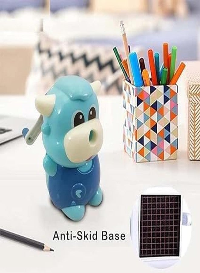 Funspark Pencil Sharpener, Cartoon Manual Adjustable Pencil Sharpener with Crank and Container for Children's Office School Classroom Stationery Gift for Kids (Cute Cow Sharpener) - Image 2