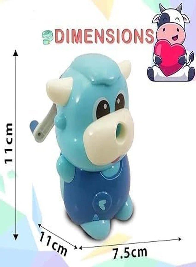 Funspark Pencil Sharpener, Cartoon Manual Adjustable Pencil Sharpener with Crank and Container for Children's Office School Classroom Stationery Gift for Kids (Cute Cow Sharpener) - Image 3