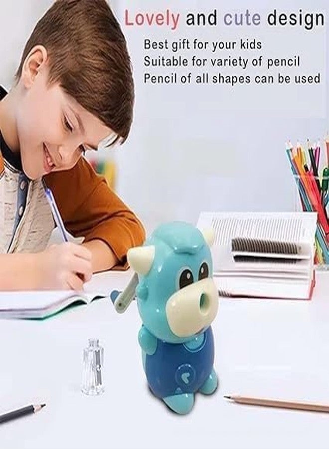 Funspark Pencil Sharpener, Cartoon Manual Adjustable Pencil Sharpener with Crank and Container for Children's Office School Classroom Stationery Gift for Kids (Cute Cow Sharpener) - Image 5