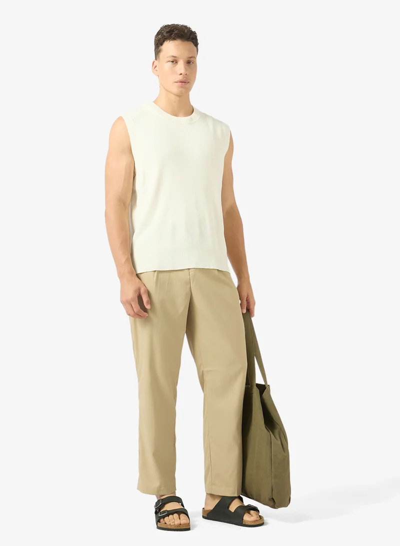Robert Wood Men High-Waist Tailored Straight-Leg Trousers