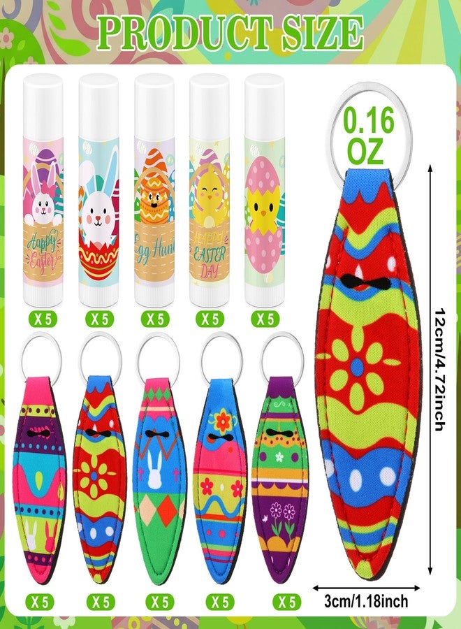 Siifert 25set Easter Gifts Bulk, Easter Basket Fillers Stuffers for Women Lip Balm with Lipstick Holder Keychains, Moisturizing Nourishing Lip Care for Employee Teachers Staff(Vintage Colors,25 Set) - Image 2
