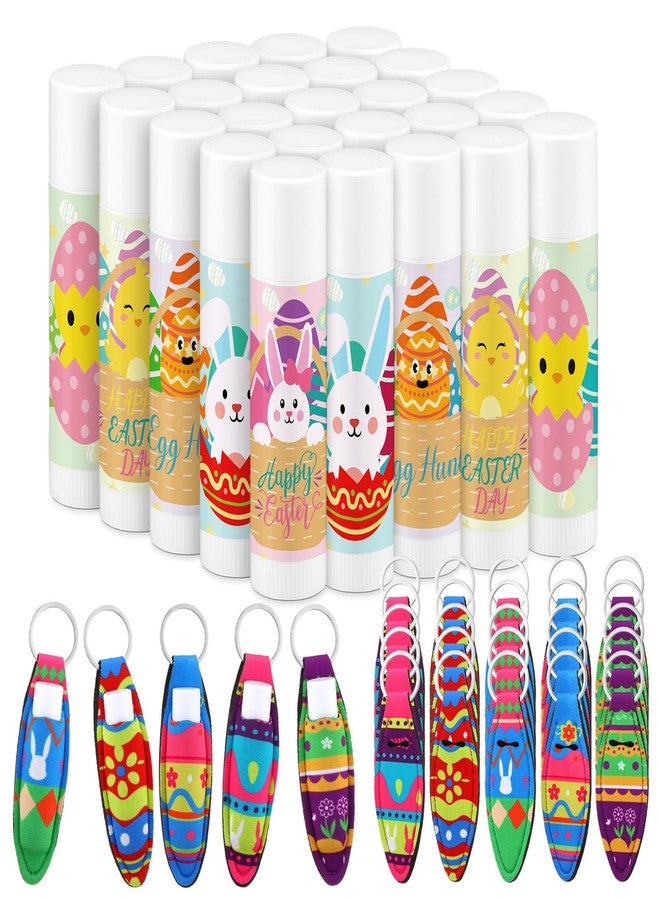 Siifert 25set Easter Gifts Bulk, Easter Basket Fillers Stuffers for Women Lip Balm with Lipstick Holder Keychains, Moisturizing Nourishing Lip Care for Employee Teachers Staff(Vintage Colors,25 Set) - Image 1