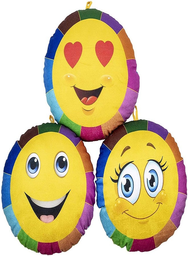NGEL Smiley Cushion/Two Side Emoji Pattern/Plush Pillow/Soft Toys Cushion/Decorative Pillow(Set of 3) - Image 1