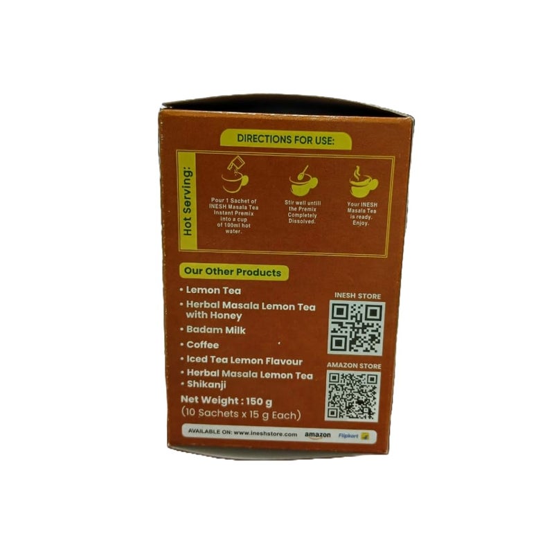 Inesh Masala Tea & Herbal Masala Lemon Tea Hot Instant Premix 10 Pouches in Box Total 20 Pouches Set of 2 (300 gm) - Image 3