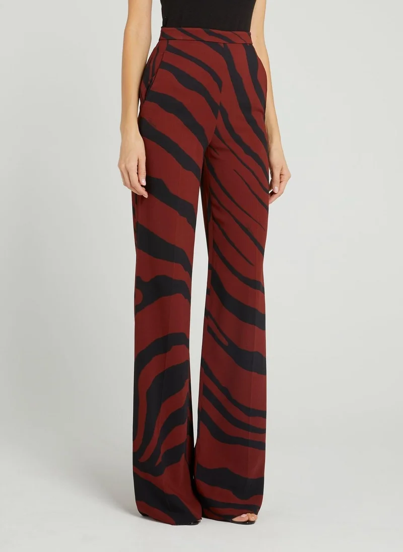 روبرتو كافالي Brown Animal Print Palazzo Pants