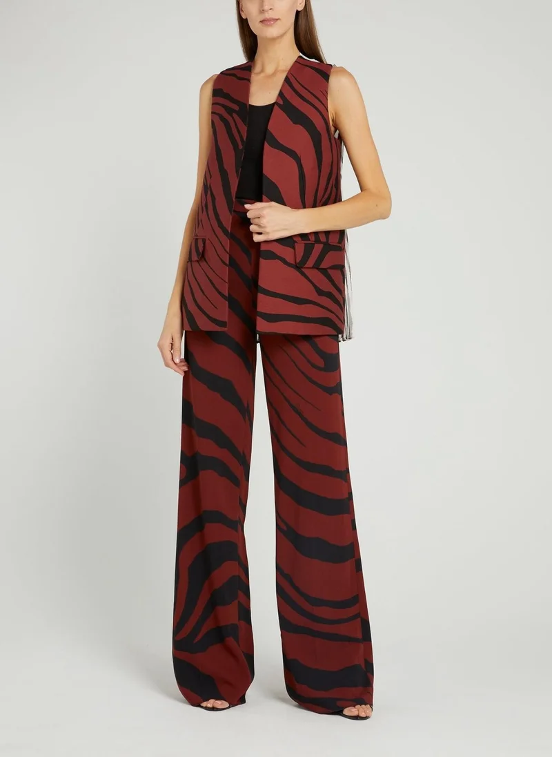 روبرتو كافالي Brown Animal Print Palazzo Pants