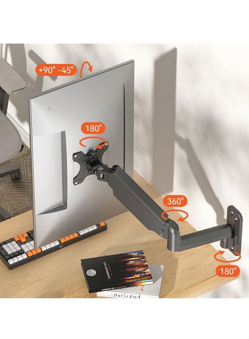 FlashHawk Single Monitor Wall Mount for 13 to 32 Inch Computer Screens, Gas Spring Arm Holds Up to 19.8lbs, Full Motion Adjustable,VESA Mount 75x75, 100x100MM - Image 2