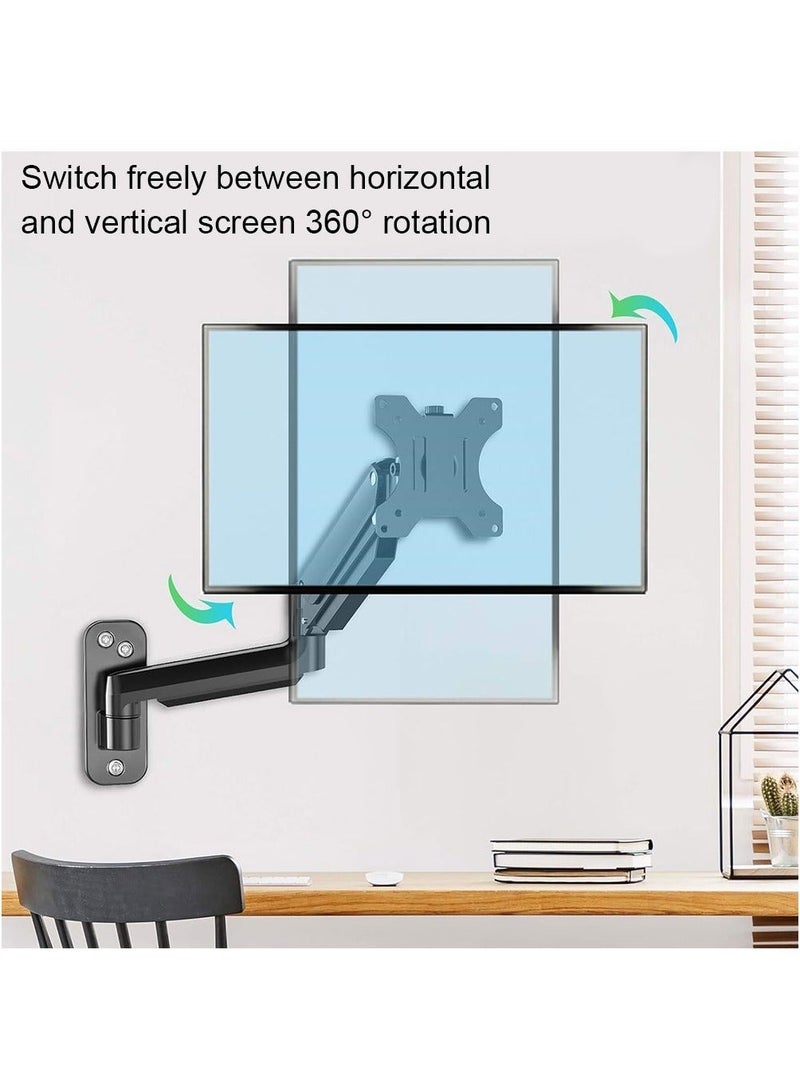 FlashHawk Single Monitor Wall Mount for 13 to 32 Inch Computer Screens, Gas Spring Arm Holds Up to 19.8lbs, Full Motion Adjustable,VESA Mount 75x75, 100x100MM - Image 3