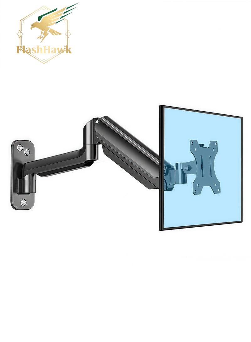 FlashHawk Single Monitor Wall Mount for 13 to 32 Inch Computer Screens, Gas Spring Arm Holds Up to 19.8lbs, Full Motion Adjustable,VESA Mount 75x75, 100x100MM - Image 1