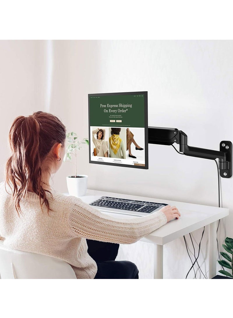 FlashHawk Single Monitor Wall Mount for 13 to 32 Inch Computer Screens, Gas Spring Arm Holds Up to 19.8lbs, Full Motion Adjustable,VESA Mount 75x75, 100x100MM - Image 2