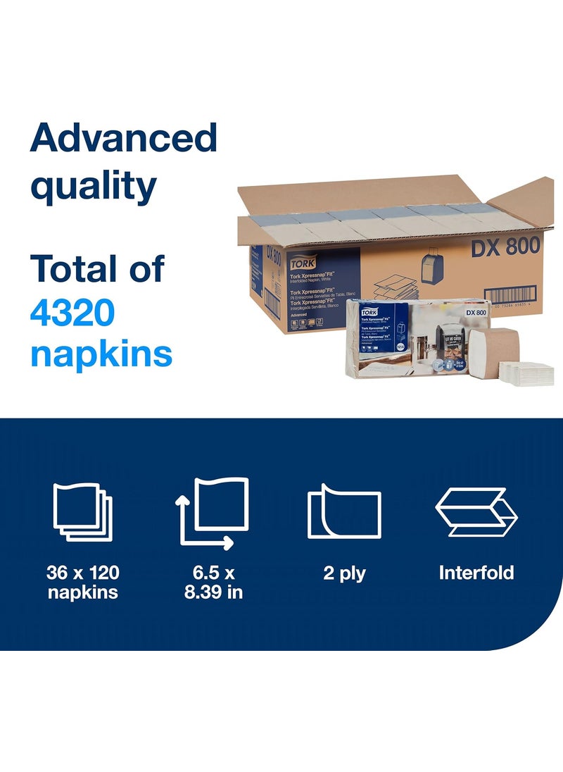 Tork Tork Xpressnap Fit White Dispenser Napkin N14 2ply 36 packs x 120 napkins DX800  - Image 3