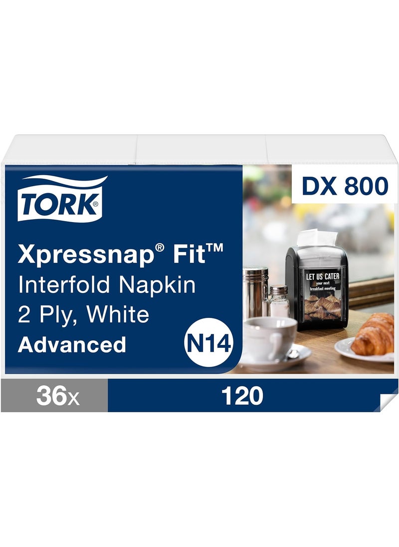 Tork Tork Xpressnap Fit White Dispenser Napkin N14 2ply 36 packs x 120 napkins DX800  - Image 2
