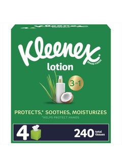 Kleenex Soothing Lotion Facial Tissues with Coconut Oil, 4 Cube Boxes, 60 Tissues per Box, 3-Ply (240 Total Tissues), Packaging May Vary  - Image 1