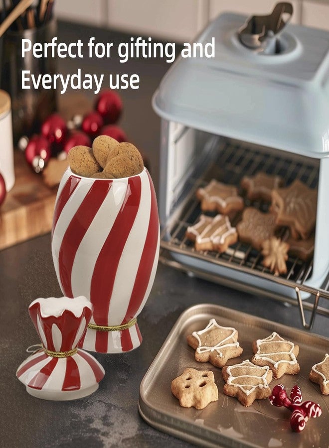 DIF DECO Christmas Ceramic Food Storage Jars with Lid, 24.7 OZ Hand printed Xmas Candy Jar Coffee Cookie Container for Snacks, Sugar Containers, Tea, Spice, Cereal, Nut - 700ml - Image 2