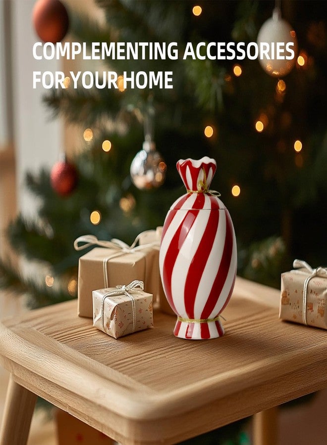 DIF DECO Christmas Ceramic Food Storage Jars with Lid, 24.7 OZ Hand printed Xmas Candy Jar Coffee Cookie Container for Snacks, Sugar Containers, Tea, Spice, Cereal, Nut - 700ml - Image 4