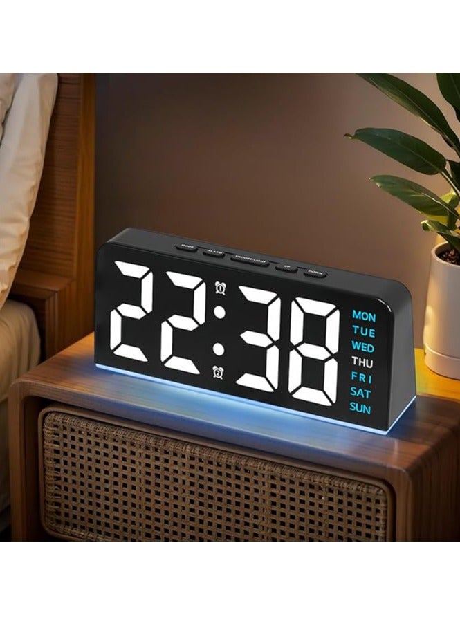 Necomi 6.8'' Digital Alarm Clock, Necomi LED Digital Clock with Ambient Light, with Day/Date/Temperature/ 12/ 24H/ Dual Alarm/Snooze, Bedside Desk Table Clock, for Office Bedroom Kids Elderly - Image 1