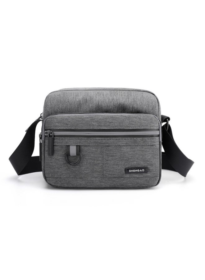 Men's OxFord Cloth Casual Canvas Crossbody Bag Small Backpack Mobile Phone Bag 2022 Style-Color:Horizontal Gray  - Image 1