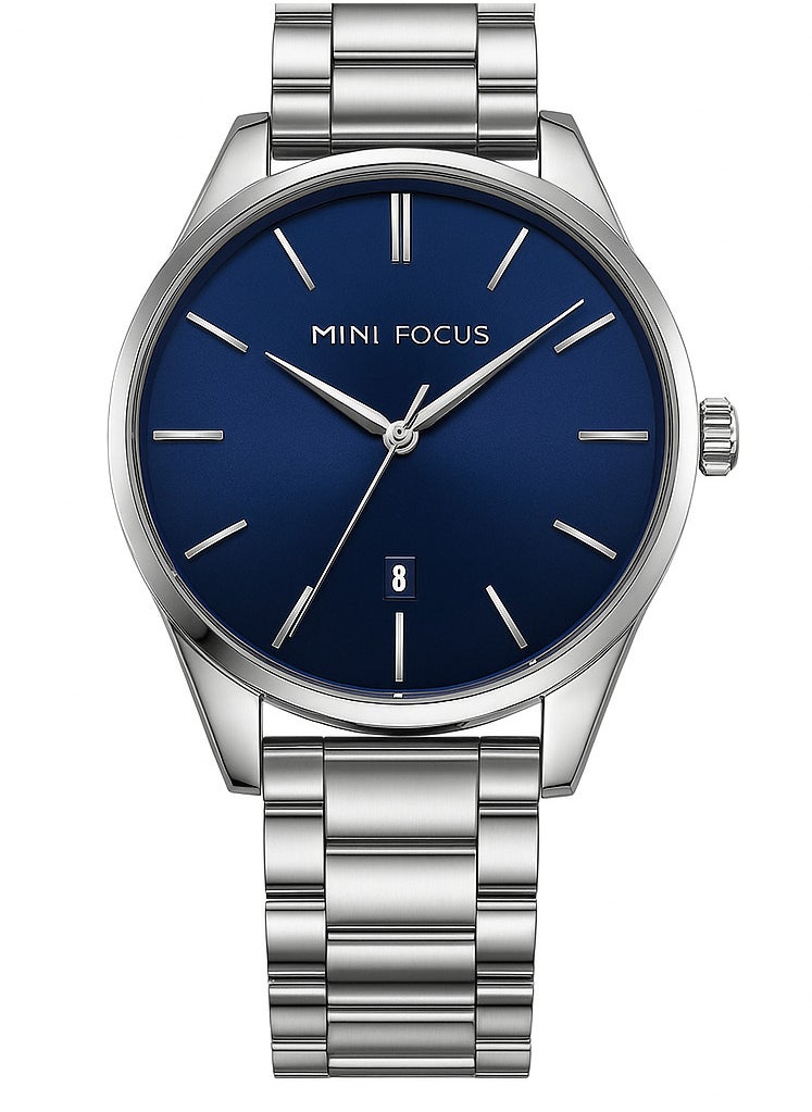 MINI FOCUS Mini Focus Men's Classic Stainless Steel Watch with Navy Dial  - Image 1