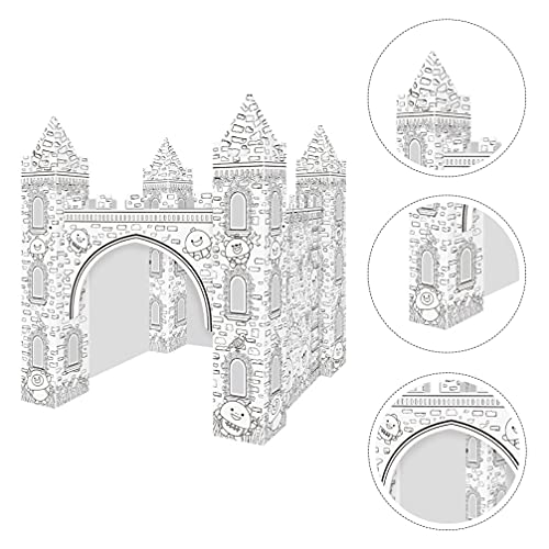 EXCEART 1 Set Colorizing 3D Castle Paper Fairy Tale Castle Paintable Cardboard Castle Kids Art Craft Supplies for Indoor Outdoor Fun - Image 5