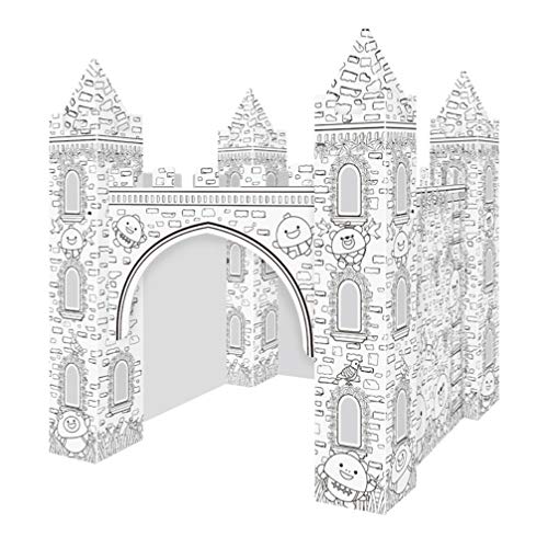 EXCEART 1 Set Colorizing 3D Castle Paper Fairy Tale Castle Paintable Cardboard Castle Kids Art Craft Supplies for Indoor Outdoor Fun - Image 1