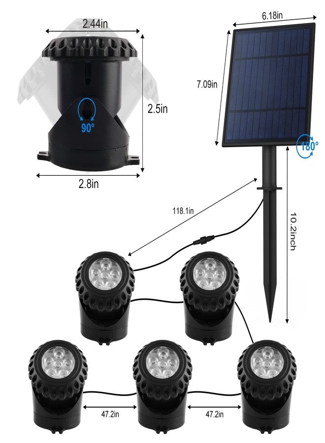T-SUN Solar Pond Light LED Underwater Pond Light Solar Fountain Lights IP68 Waterproof Pond Lights for Aquarium Garden Waterfall Fish Trank(5 Lights-RGB) - Image 2