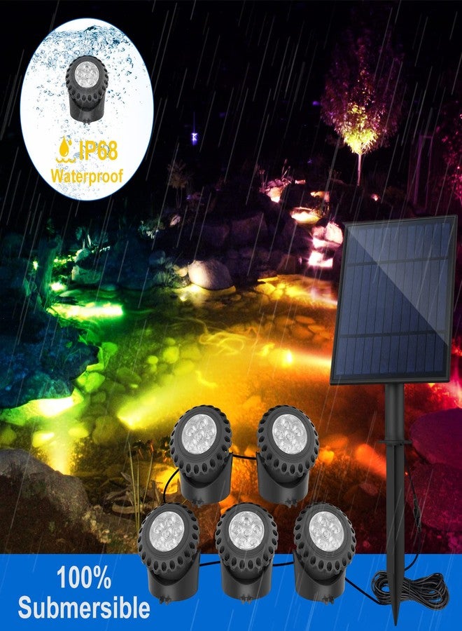T-SUN Solar Pond Light LED Underwater Pond Light Solar Fountain Lights IP68 Waterproof Pond Lights for Aquarium Garden Waterfall Fish Trank(5 Lights-RGB) - Image 3
