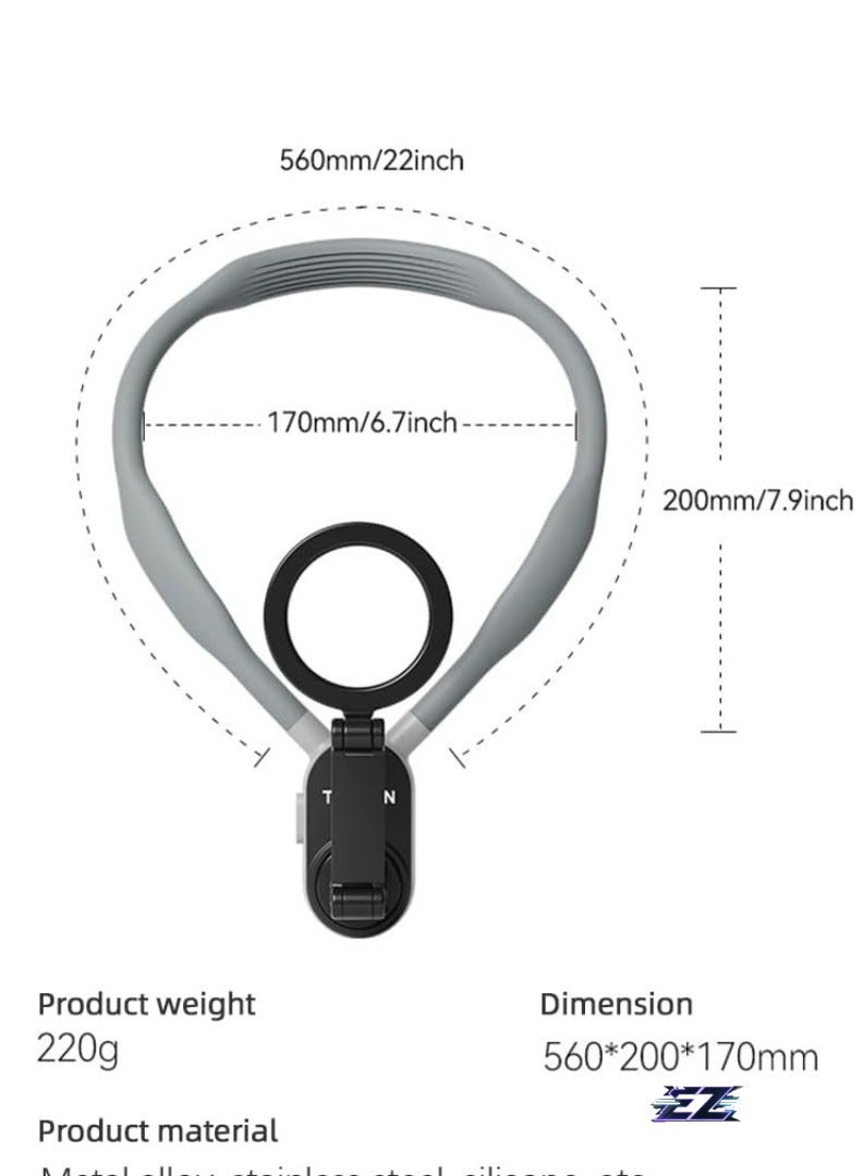 ELTRAZONE MNM-001 Neck Phone Holder with Quick Release – Multi-Angle Adjustable Neck Mount for Android Smartphones (15141312) with Strap and Metal Ring - Image 4
