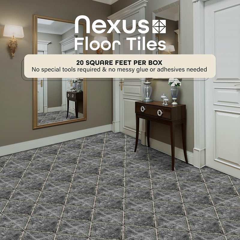 Home Furnishings FTVGM33420 Nexus Self Adhesive Vinyl Floor Tiles, Metallic Diamond, 12 x 12-Inch, 20-Pack, Megallic Marble - Image 2