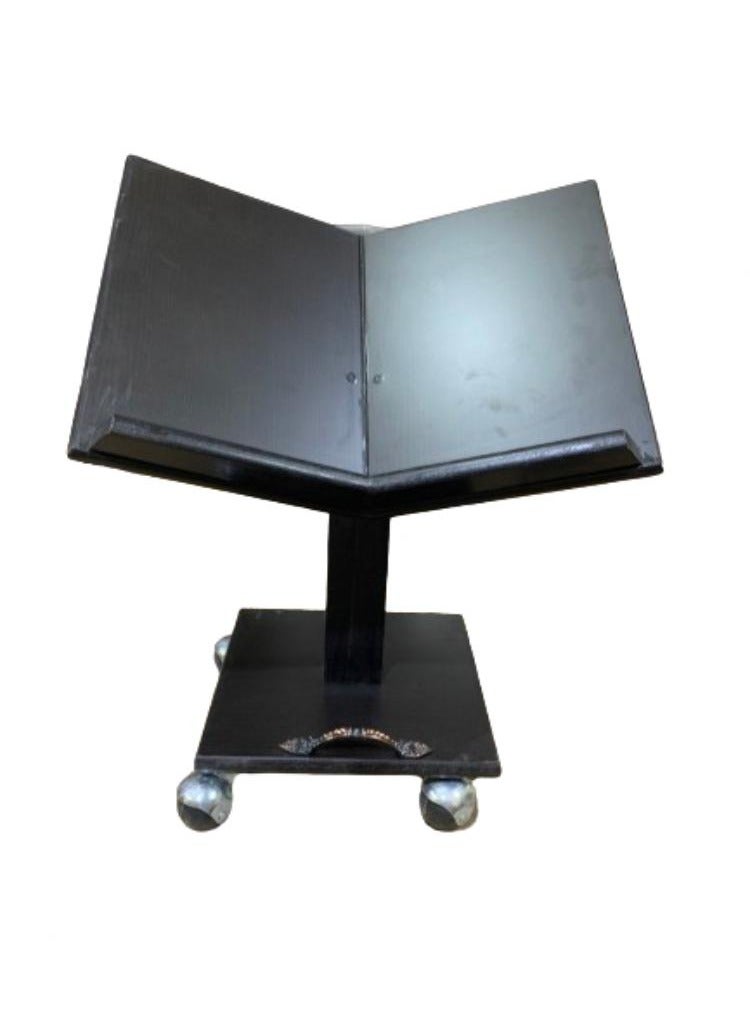 فيرونا حامل المصحف  القران الكريم خشبي متحرك مزود بعجلات لون أسود