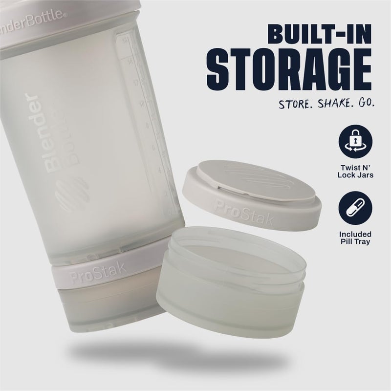 BlenderBottle Shaker Bottle with Pill Organizer and Storage for Protein Powder, Classic V2 ProStak System, 22-Ounce, Smoke Grey - Image 2