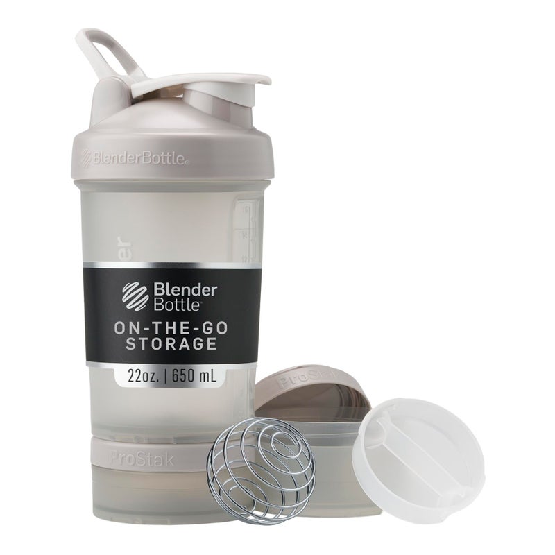 BlenderBottle Shaker Bottle with Pill Organizer and Storage for Protein Powder, Classic V2 ProStak System, 22-Ounce, Smoke Grey - Image 1