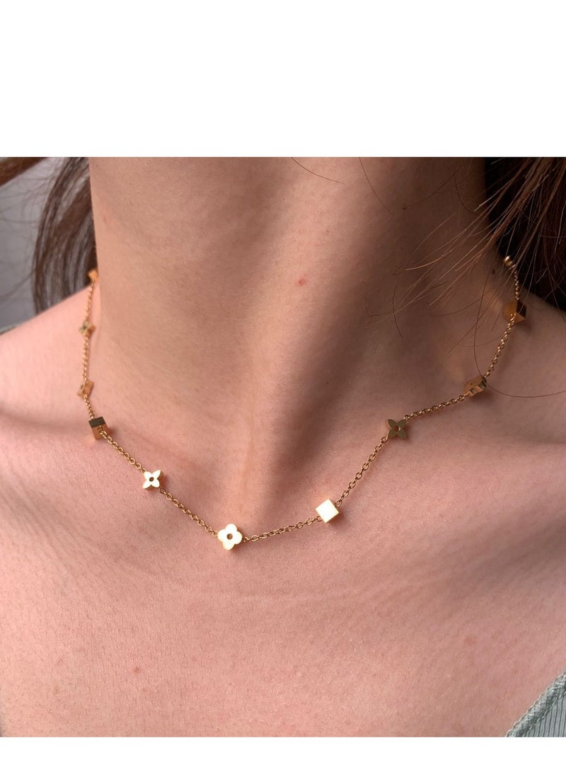 18K Gold Plated  Necklace  Made Of Titanium Steel Non Fade Simple Design  For Daily Wear - Image 2